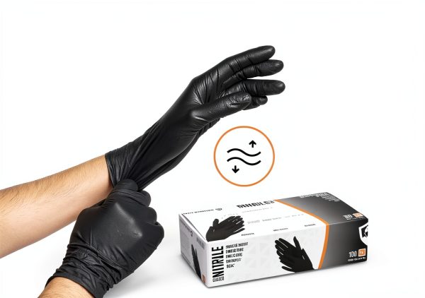 Defender Safety Black Nitrile Gloves Heavy Duty Chemical-3