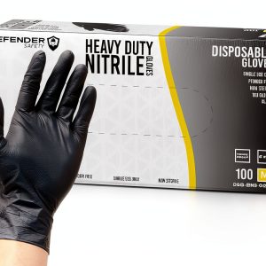 Defender Safety Black Nitrile Gloves Heavy Duty Chemical-0