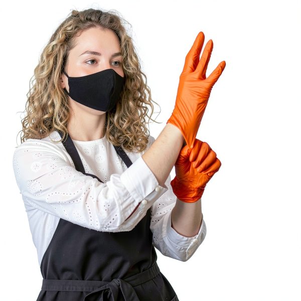 American Safety Disposable Orange Gloves Medium Latex Work-3