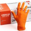 American Safety Disposable Orange Gloves Medium Latex Work-0
