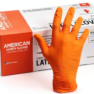 American Safety Disposable Orange Gloves Medium Latex Work-0